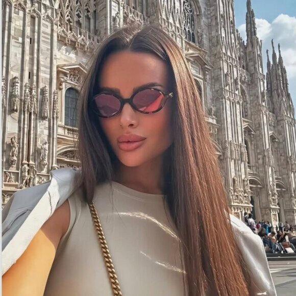 NEW Miu Miu MU 04ZS VAU50D Miu Miu oval brown and pink sunglasses MU04ZSF - Picture 2 of 3